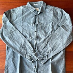 Frank & Oak Bathurst Woven Button Down Slate Blue Shirt